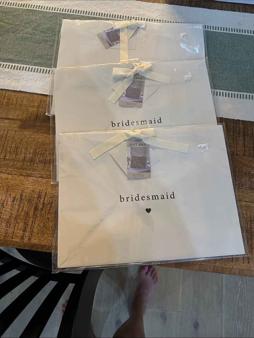Bridesmaid Gift Bags - Ivory with Black Text set of 3